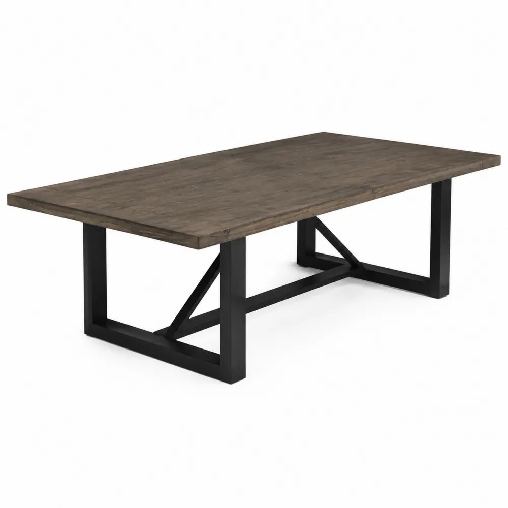 Table à manger en bois brun et métal noir 200x100x75 cm
