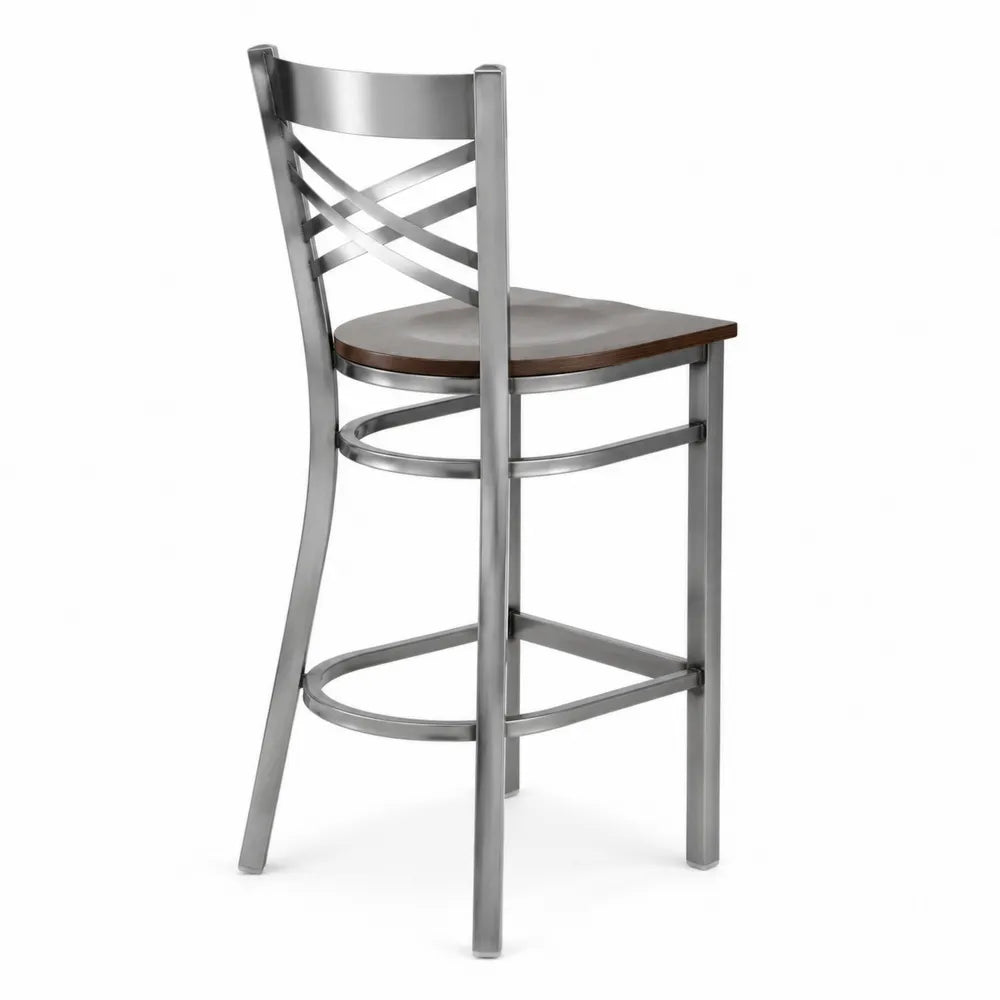 Tabouret de bar en métal et bois marron 110 cm
