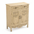 Buffet en bois sculpté beige avec détails floraux