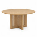 Table à manger ronde en bois de chêne avec détails en cannage 120 cm