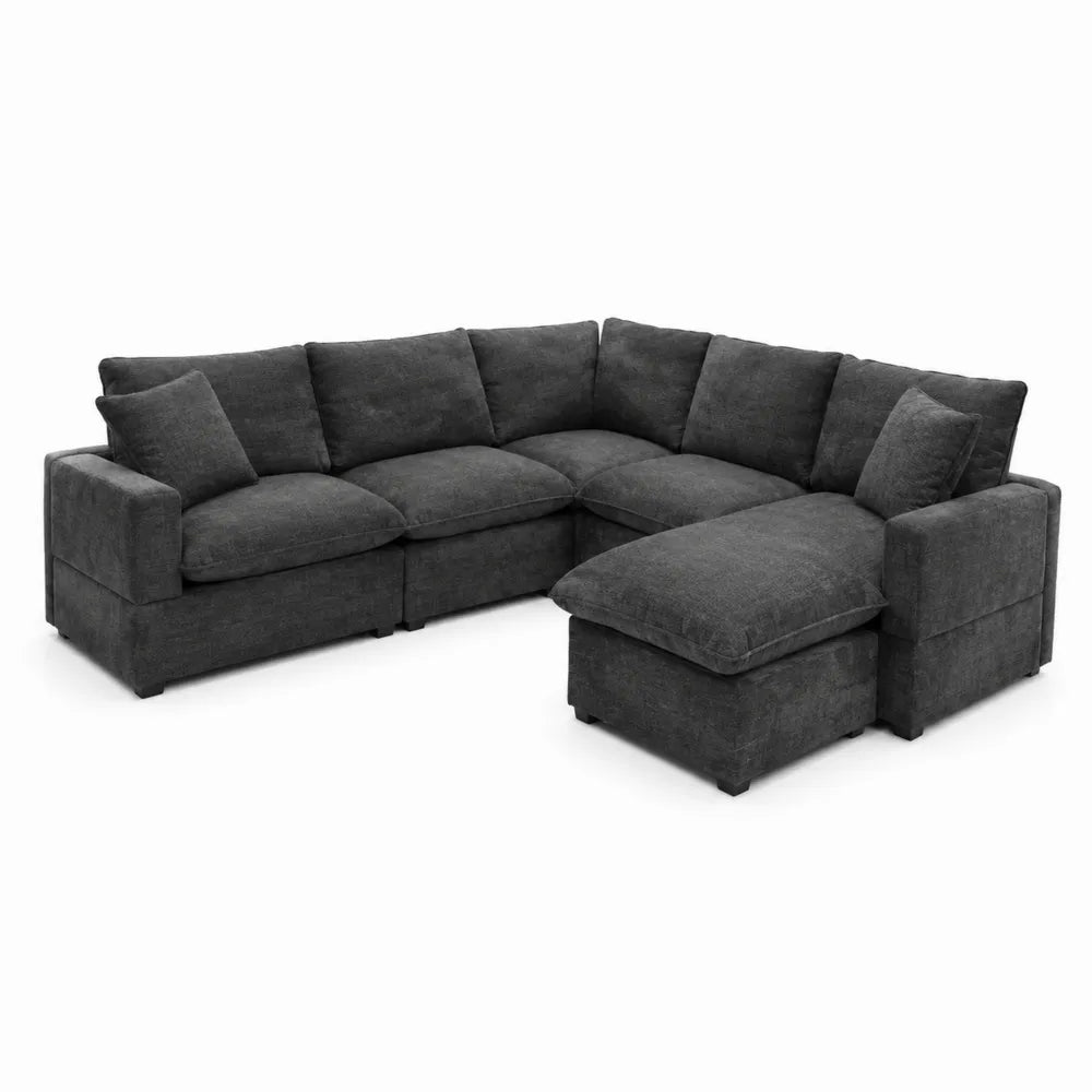 Canapé d'angle en tissu anthracite