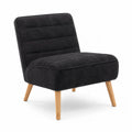 Fauteuil en tissu polyester noir avec pieds en bois massif