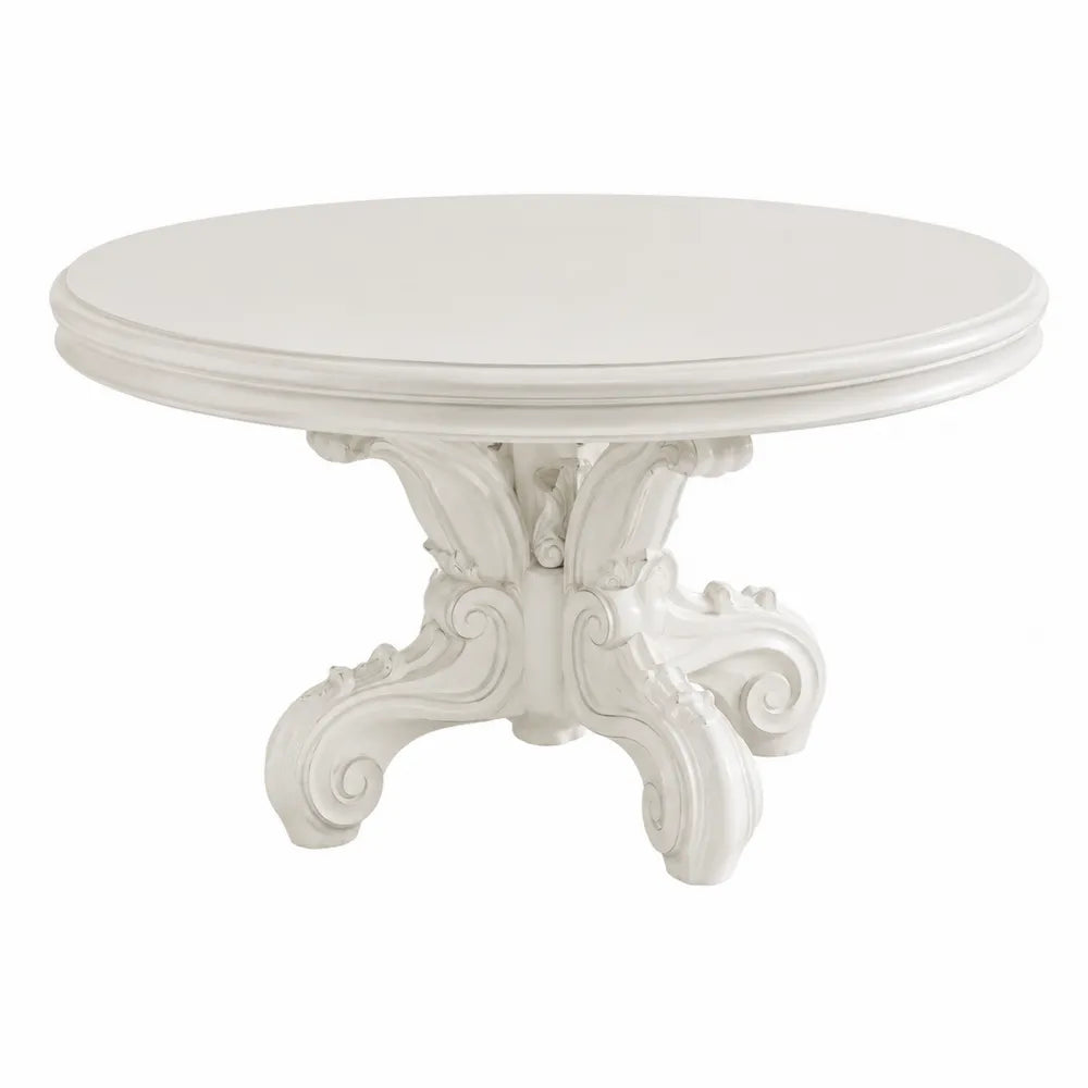 Table à manger ronde en bois blanc