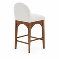 Tabouret de bar en bois et tissu polyester blanc 75 cm