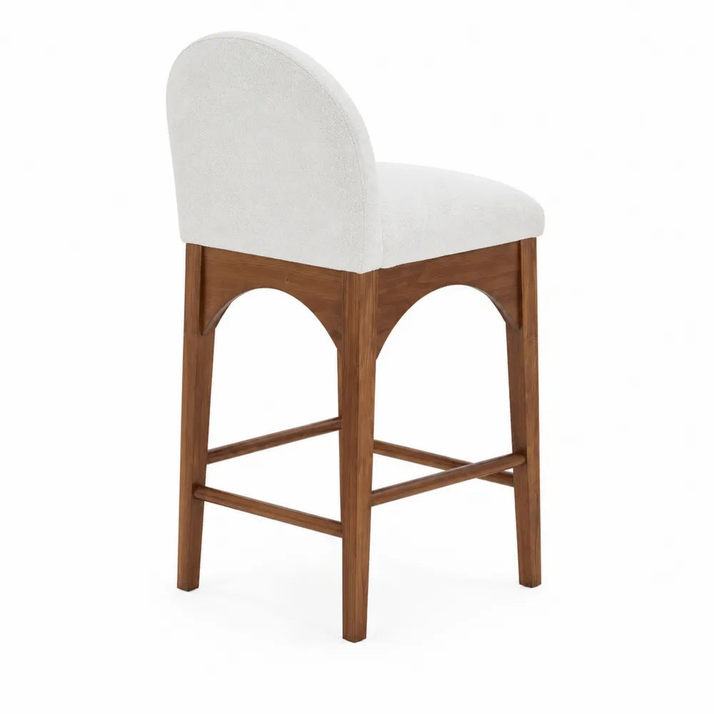 Tabouret de bar en bois et tissu polyester blanc 75 cm