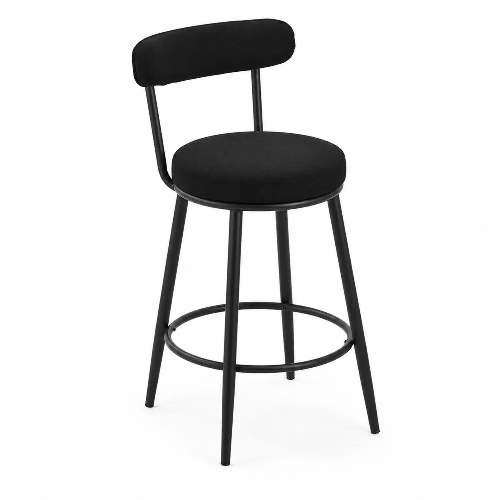 Tabouret de bar en métal et tissu Noir 65 cm