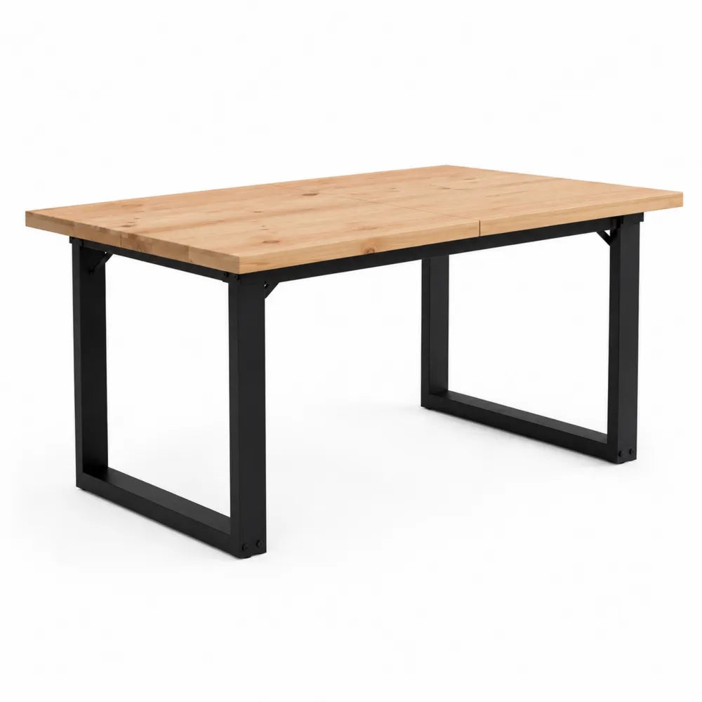 Table à manger en chêne et métal Noir 180x90x75 cm