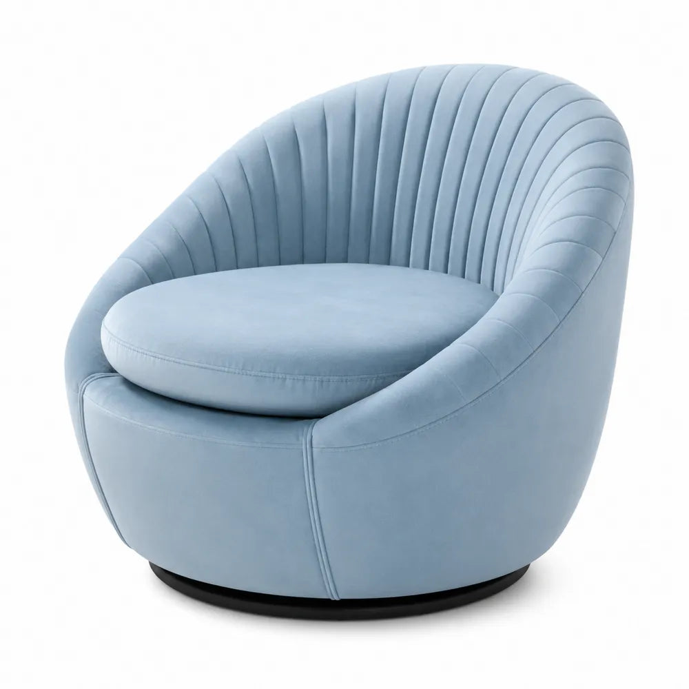 Fauteuil pivotant en tissu bleu clair