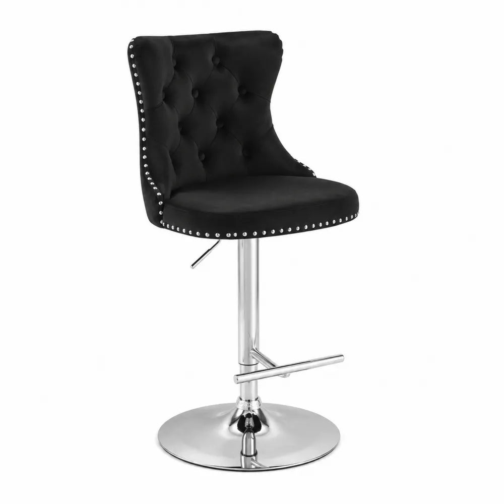 Tabouret de bar en velours avec base en métal