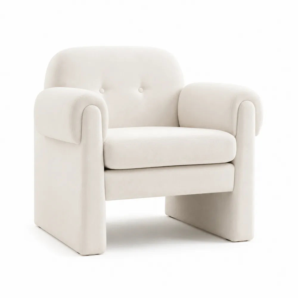 Fauteuil en tissu crème 80x90x75 cm