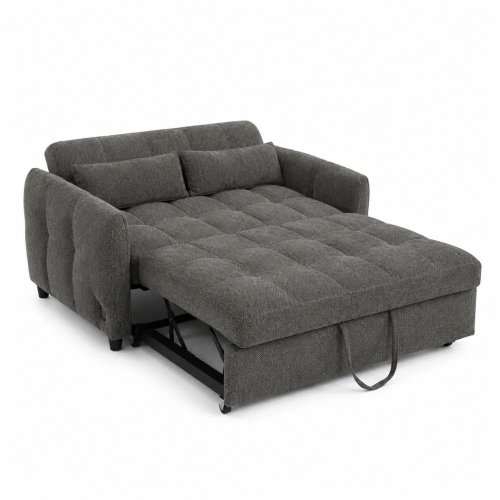 Canapé-lit convertible en tissu polyester Gris 190x150 cm