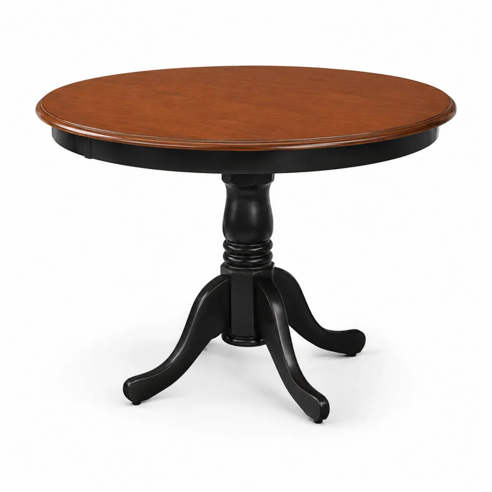 Table à manger ronde en bois massif Marron et Noir 100 cm
